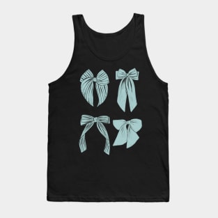 Light turquoise blue hair ribbon bows striped Tank Top